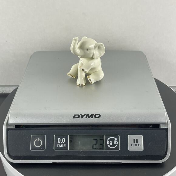 Lenox Baby Elephant Figurine Porcelain with Gold Color Accents 2.5" Trunk Up Sit - Picture 8 of 8